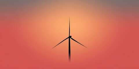 Minimalist Wind Turbine Silhouette at Sunset