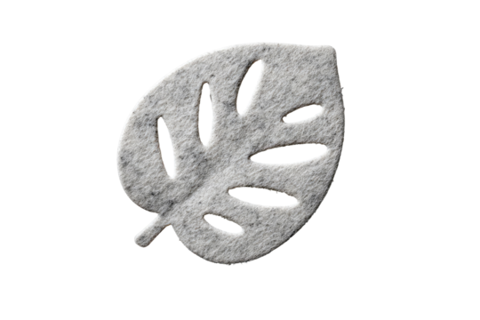 Light gray, textured, stylized monstera leaf graphic