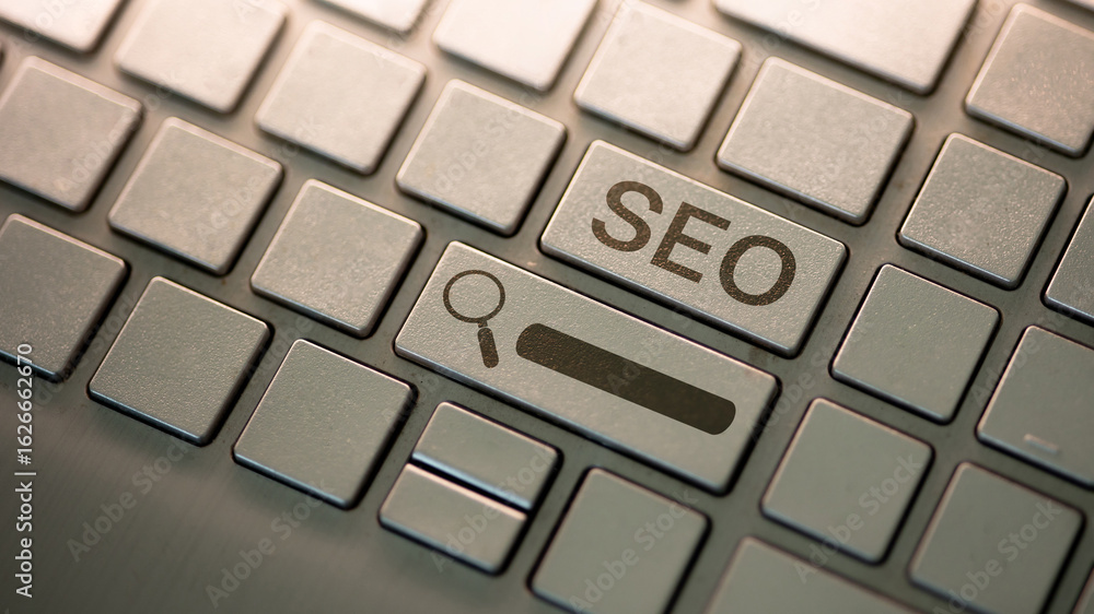 Aufkleber seo keyboard search icon on computer key