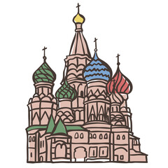 Illustration of Saint Basil's Cathedral. Vector Graphic on the white Background
