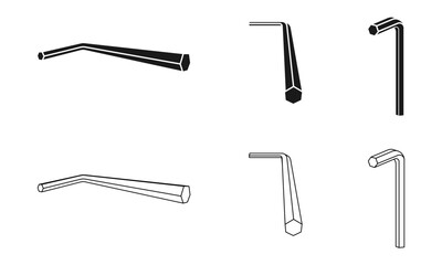 hex key or hex wrench icon set vector illustration isolated on white background.