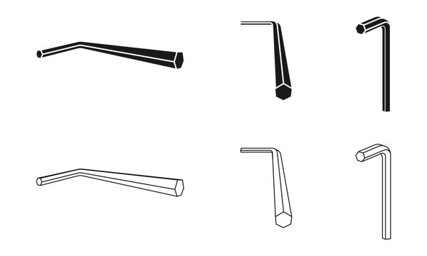 hex key or hex wrench icon set vector illustration isolated on white background.