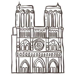 Illustration of Notre Dame. Vector Graphic on the white Background