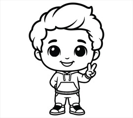 Fototapeta premium Child Boy Cartoon Silhouette – Clean Vector Art