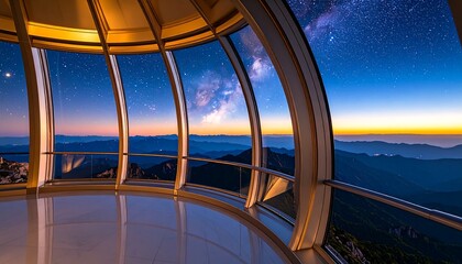 Fototapeta premium Viewing Milky Way From Mountain Observatory at Night