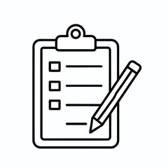 Checklist Clipboard with Pencil:  Modern Flat Design,  Organized Task Management Icon,  Planning and Productivity Concept.