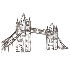 Illustration of Tower Bridge. Vector Graphic on the white Background