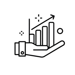 Hand Holding Ascending Bar Graph:  Positive Growth, Success, Financial Investment,  Business Strategy Icon.