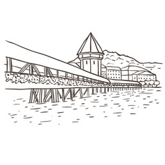 Illustration of Switzerland Cityscape. Vector Graphic on the white Background