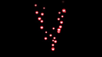 Red Like Heart Animation. Floating Social Media Love Reactions on Transparent Background, Alpha Channel Loop for Video Editing, Reels, Stories, Streaming, and Social Engagement - Powered by Adobe