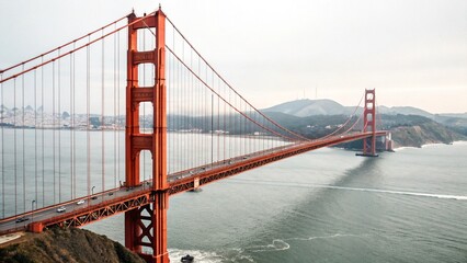 Golden Gate Bridge: Iconic San Francisco Landmark, Serene Morning View, Traffic Flowing