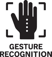 Silhouette vector of gesture recognition hand icon representing motion control, AI interaction, and smart technology use.