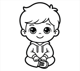 Fototapeta premium Kids Clipart – Chibi Boy Solid Silhouette Vector