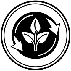 Eco-friendly bioplastic symbol with recycling arrows and leaf icon  