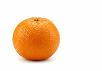 Isolated orange fruit with textured peel and subtle shadow on white background