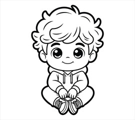 Obraz premium Vector Cartoon Boy – Chibi Silhouette in Hoodie