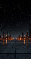 Fototapeta premium Futuristic Cityscape At Night With Reflections