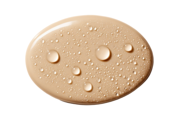 Oval-shaped light beige cosmetic product with water droplets