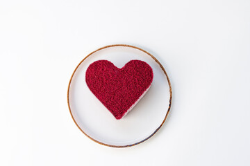 Heart-Shaped Cake on a Plate for Valentine's Day or Romantic Celebration