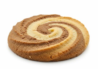 Fototapeta premium Swirled Brown and Beige Cookie Isolated on White
