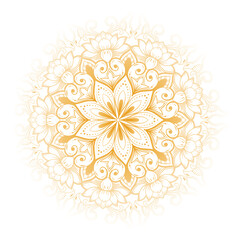 Golden Yellow Floral Mandala Vector Illustration for Yoga, Meditation, Luxury Packaging, Invitation, Spiritual Design, and Henna Tattoo Art.