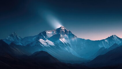 Majestic mountain peak bathed in dawn light
