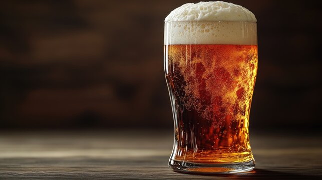 Enjoying a crisp and flavorful amber drink topped with creamy foam at sunset - Powered by Adobe