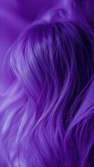 Naklejka premium Vibrant Purple Hair Texture with Soft Waves and Delicate Strands a Fashionable and Artistic Close Up Detail