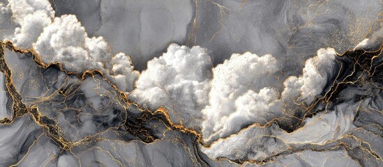 Abstract marble design with grey, white, and gold