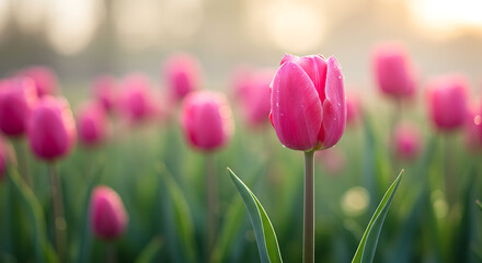 pink tulips in the garden