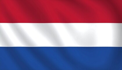 Dutch flag with horizontal red, white, and blue stripes, clean and symmetrical layout
