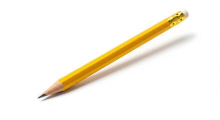 Yellow pencil isolated on white background education and office concept
