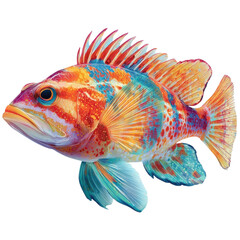 Fototapeta premium A colorful fish artwork on transparent background