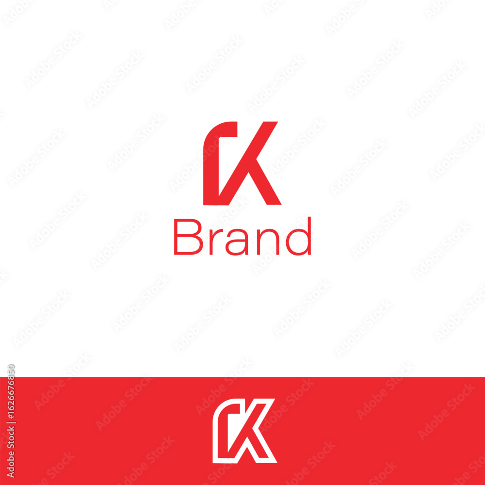 Poster minimal letter k or vk monogram isolated with two different backgrounds.
