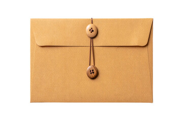 Classic brown envelope with wooden button closure for secure document storage and sending important...