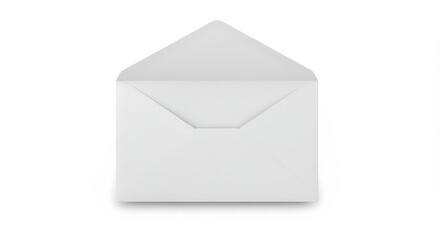 Open white envelope on white background for communication concepts