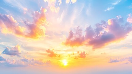 127. Soft pastel gradient sky blending pink and orange hues at dawn with gentle clouds