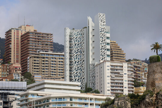 The Principality of Monaco's skyscrapers and the famous Simona Tower.