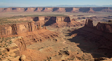 Majestic Canyonlands Red Rock Formations and Winding Trails.