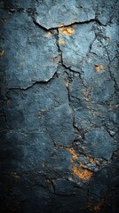 Textured surface showcases rich blue tones with contrasting orange hints and cracks