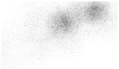 Dense grain particle spray with stippling and foggy dissolve effect. Vector greyscale noise texture background featuring dust, speckle, rough vintage overlays, fog, spray