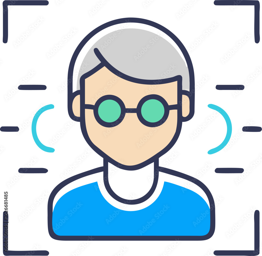 Poster abstract representation of facial recognition technology and biometric identification systems for di