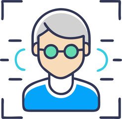 Abstract representation of facial recognition technology and biometric identification systems for digital security and ai applications