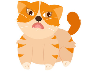 Grumpy Orange Cat with Sad Expression – Cute Vector Pet