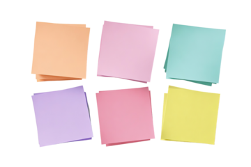 Four-square arrangement of pastel-colored sticky notes