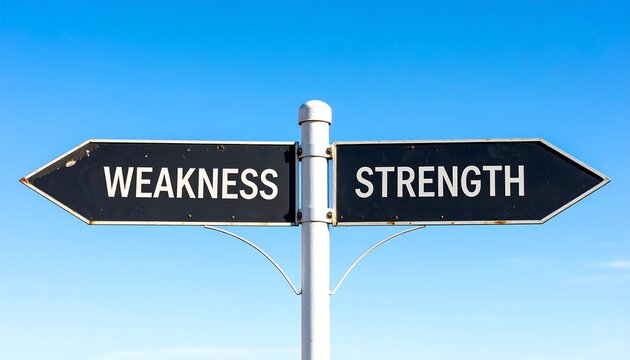 Road sign indicating choices of weakness or strength