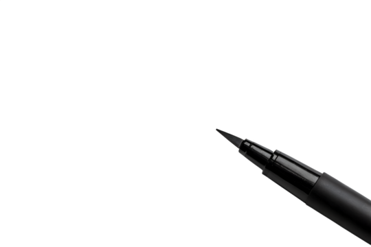 Photo of fine tip black pen or marker isolated on transparent background, ideal for writing, drawing, sketching, calligraphy, and artistic or cosmetic applications