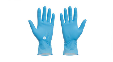 Obraz premium Pair of blue medical gloves isolated on white background