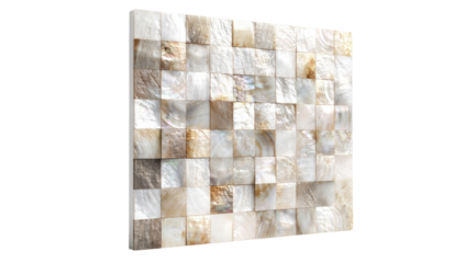 Shell tile mosaic, off-white and beige