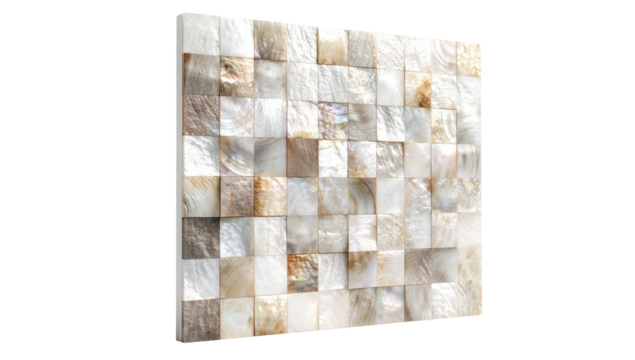 Shell tile mosaic, off-white and beige
